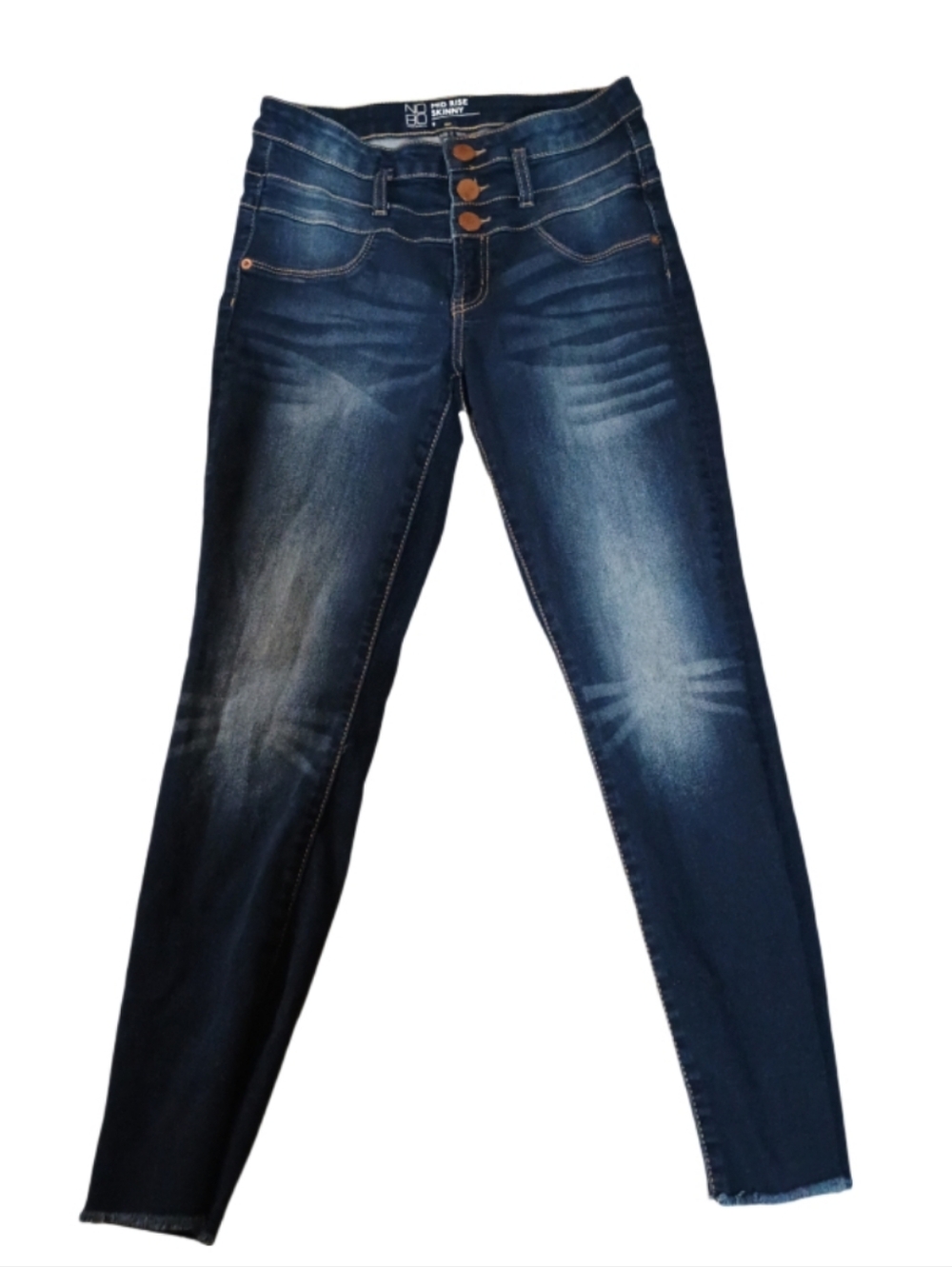 NOBO Indigo High-Rise Skinny Jeans with Triple Buttons